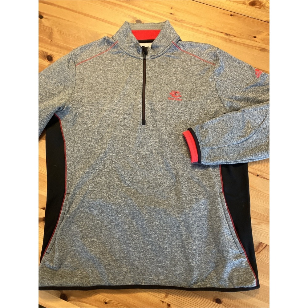 Adidas Climaheat‎ Mens Large Quarter Zip Golf Pullover Gray Black River Towne